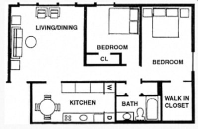 2 beds, 1 bath, 975 sqft, $1,210