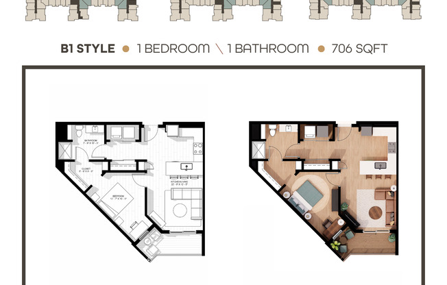 1 bed, 1 bath, 706 sqft, $2,050, Unit 338