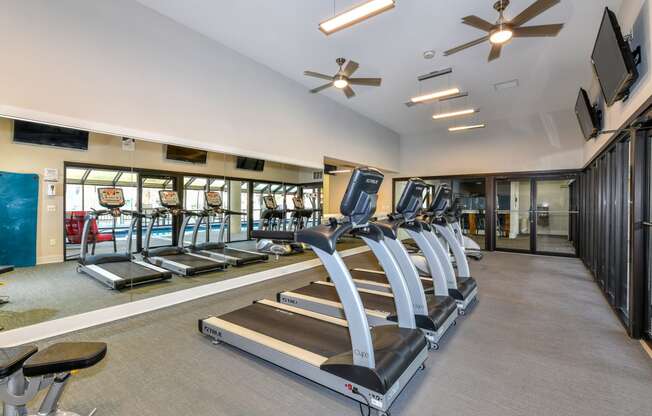 Fitness center with cardio equipment at Waterford Place, Louisville, Kentucky