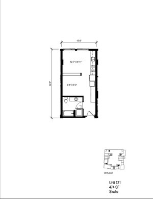 Studio, 1 bath, 474 sqft, $1,720