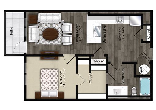 1 bed, 1 bath, 815 sqft, $1,613