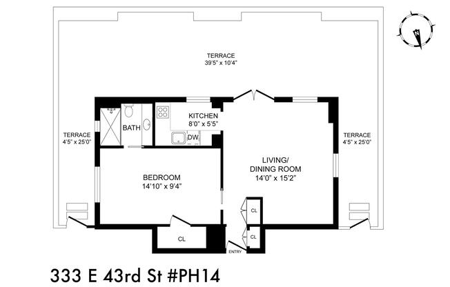 1 bed, 1 bath, $6,500, Unit PH14