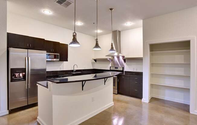 Granite bar top in beautiful apartment kitchen at The Mosaic on Broadway, Texas, 78215