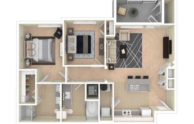 2 beds, 2 baths, 950 sqft, $1,408