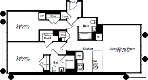 2 beds, 2 baths, 1,121 sqft, $8,790, Unit 12O