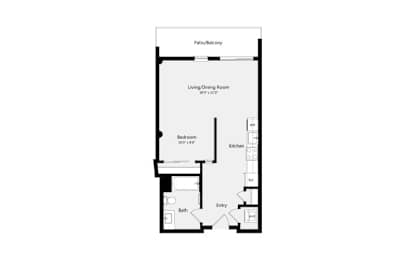 Studio, 1 bath, 632 sqft, $3,474