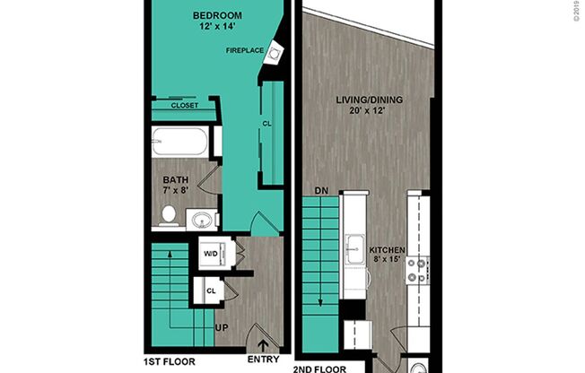 1 bed, 1.5 baths, 889 sqft, $2,605