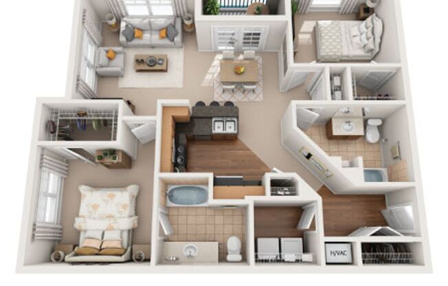 2 beds, 2 baths, 1,148 sqft, $1,405, Unit E333