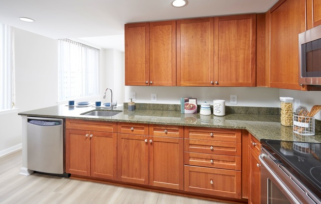 Newly Renovated Kitchen With Wood-Style Flooring Throughout