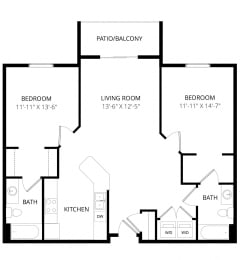 2 beds, 2 baths, 1,056 sqft, $1,394