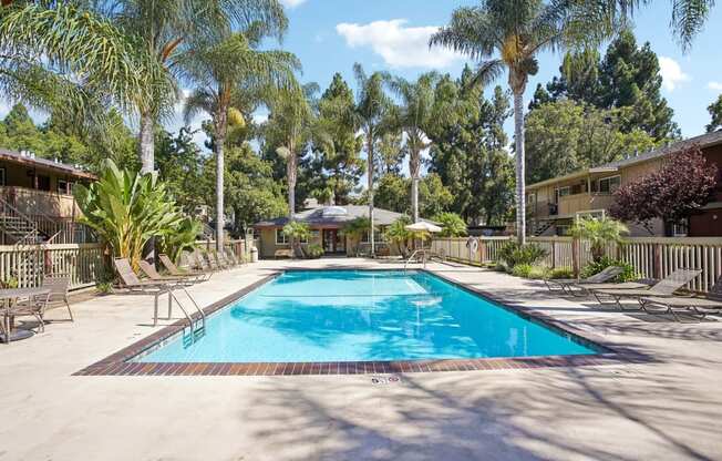 the swimming pool at our apartments in palm springs