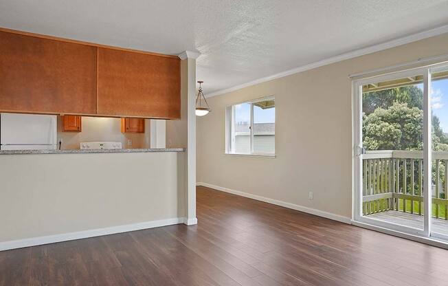 Living Room With Private Balcony at Fairmont Apartments, California, 94044