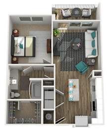 1 bed, 1 bath, 755 sqft, $1,461