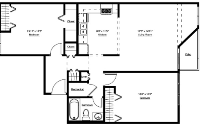 2 beds, 1 bath, $1,045, Unit 2623IZE