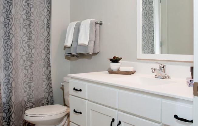 Specious Bathrooms with White Cabinets at Residences at 1700, Minnetonka, MN 55305