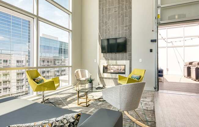 Seating inside the Sky Lounge at Helix Apartments in Chesapeake VA