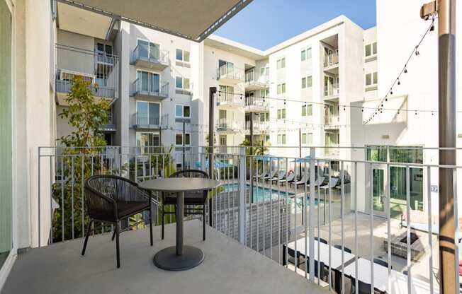 Large patio with lovely views at The Chandler in North Hollywood