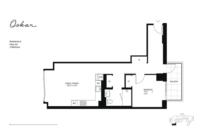 1 bed, 1 bath, 809 sqft, $5,350, Unit 10AWEST
