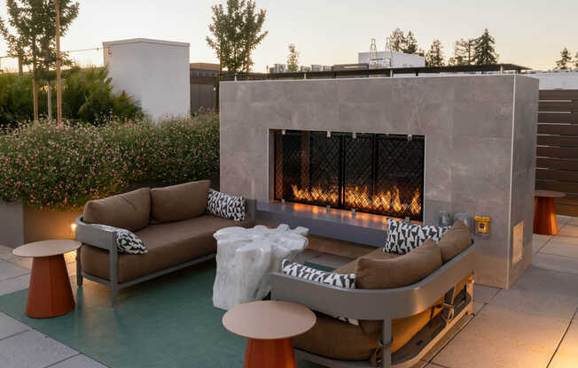 Rooftop Lounge with Fireplace