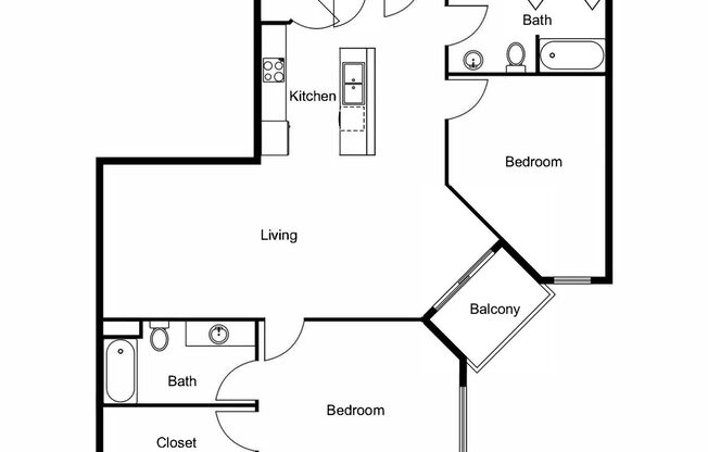 2 beds, 2 baths, 1,172 sqft, $1,960, Unit 2987-102
