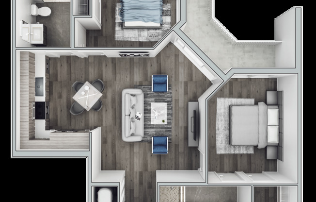 2 beds, 2 baths, 973 sqft, $2,937