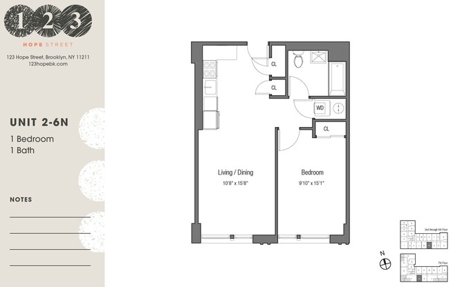 1 bed, 1 bath, $4,450, Unit 6N