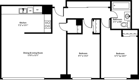 2 beds, 1 bath, 820 sqft, $1,599