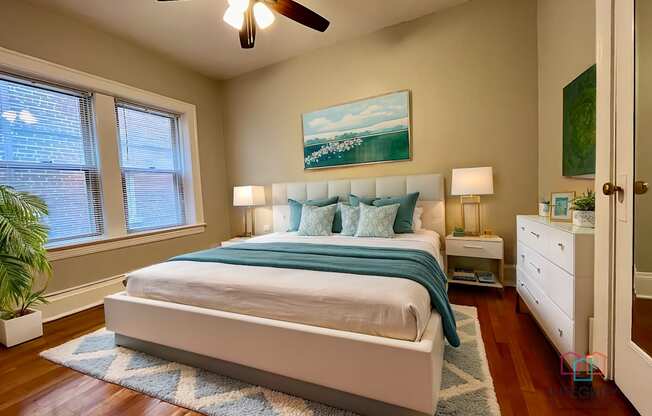 Example of a furnished Mapleview bedroom.