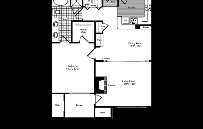 1 bed, 1 bath, 883 sqft, $1,596, Unit 238