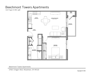 1 bed, 1 bath, 691 sqft, $1,510