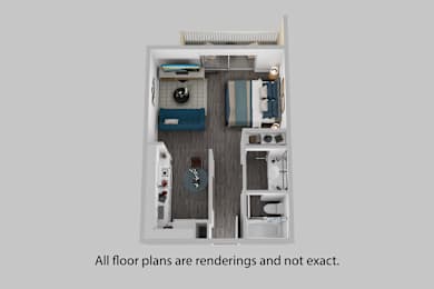 Studio, 1 bath, 391 sqft, $1,650