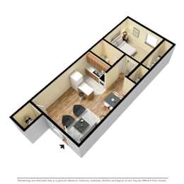 1 bed, 1 bath, 624 sqft, $914