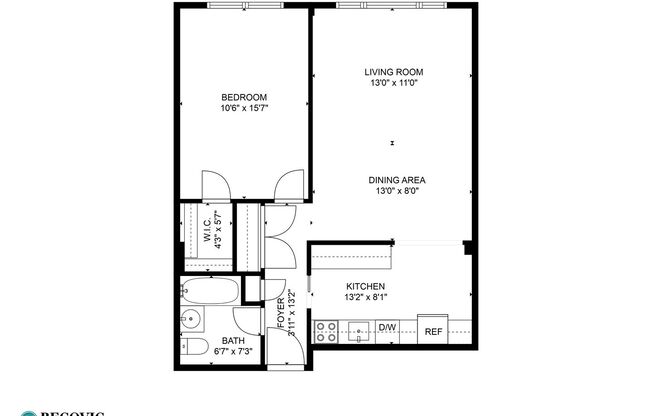 1 bed, 1 bath, 653 sqft, $1,850, Unit 4A