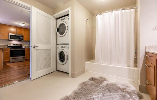The Mercer Bathroom with washer and dryer