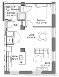 1 bed, 1 bath, 610 sqft, $1,190