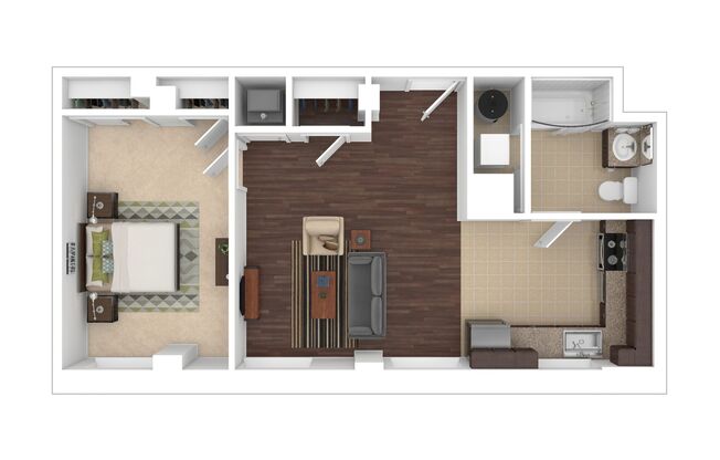 1 bed, 1 bath, 599 sqft, $2,645, Unit H-711