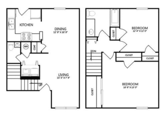 2 beds, 1.5 baths, 1,159 sqft, $1,550