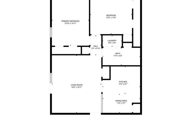 2 beds, 1 bath, 972 sqft, $1,050