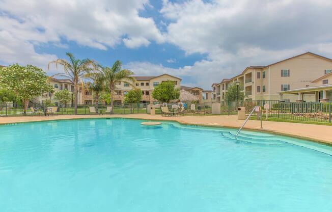 a pool next to a body of water