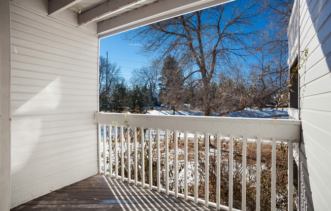 View of the snow from the porch   at Governor's Park, Fort Collins, 80525