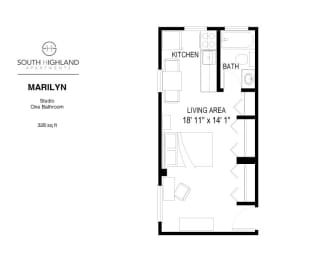 Studio, 1 bath, 328 sqft, $935
