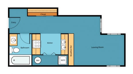 Studio, 1 bath, 461 sqft, $1,399