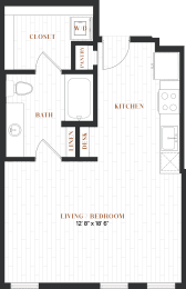 Studio, 1 bath, 565 sqft, $1,490
