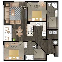 2 beds, 2 baths, 1,179 sqft, $2,404