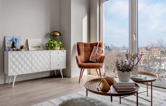 Sitting area at TREO Apartments, Cleveland