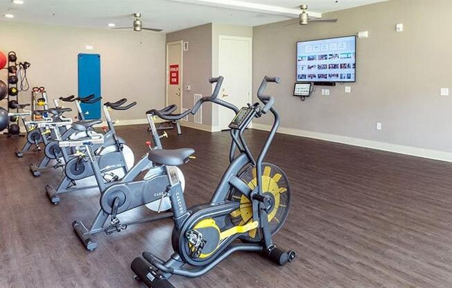 State of the art spinning bikes at 2000 West Creek Apartments, Virginia, 23238