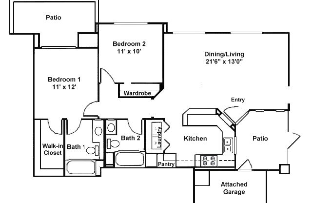 2 beds, 2 baths, 972 sqft, $2,845, Unit 551