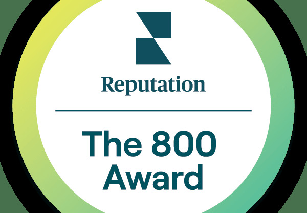 A circular logo with the text "Reputation", "The 800 Award", and the year "2026".