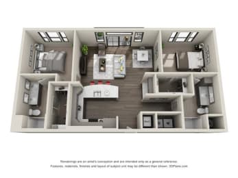 2 beds, 2 baths, 1,200 sqft, $2,235