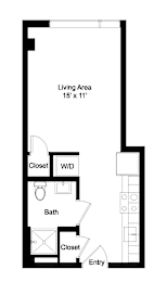 Studio, 1 bath, 377 sqft, $1,195